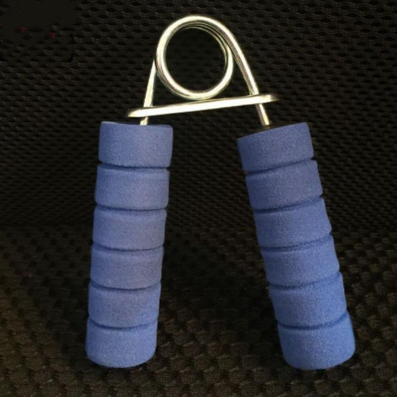 Blue hand grip strengthener for women with foam handles and metal spring for fitness training