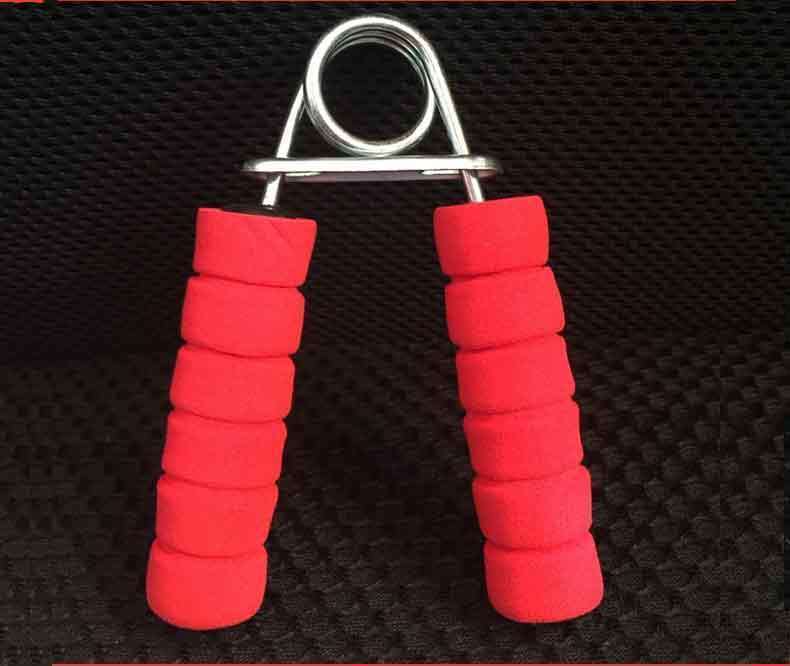 Red hand grip strengthener for women with foam padded handles for comfortable fitness training