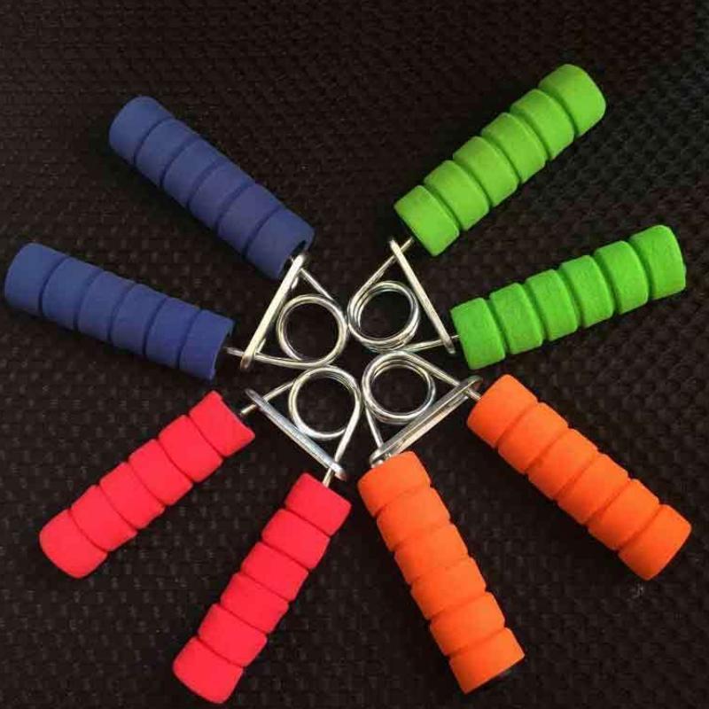 Colorful hand grip strengthener for women with foam handles in blue green red and orange