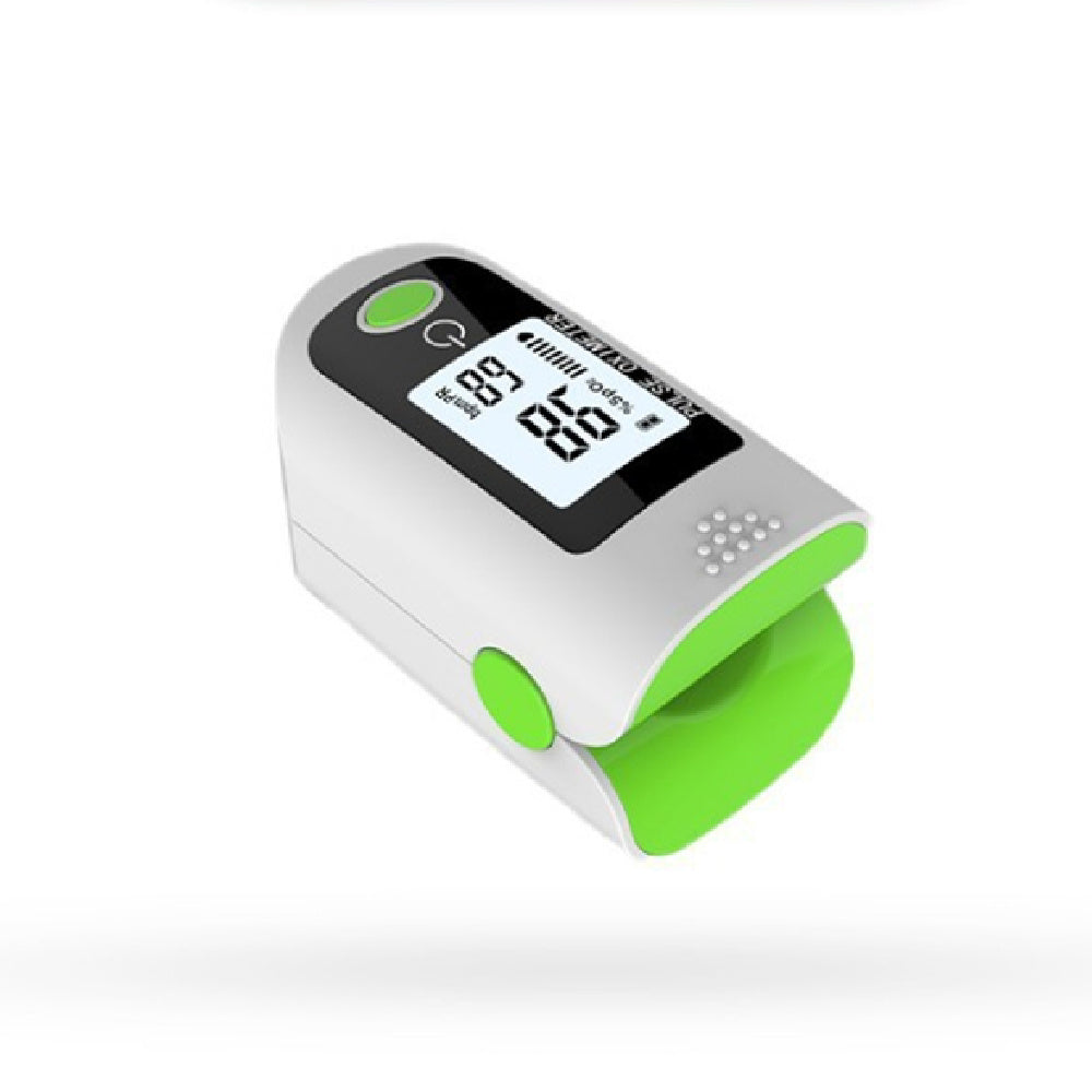 My Store finger pulse oximeter with digital display and green accents for health monitoring